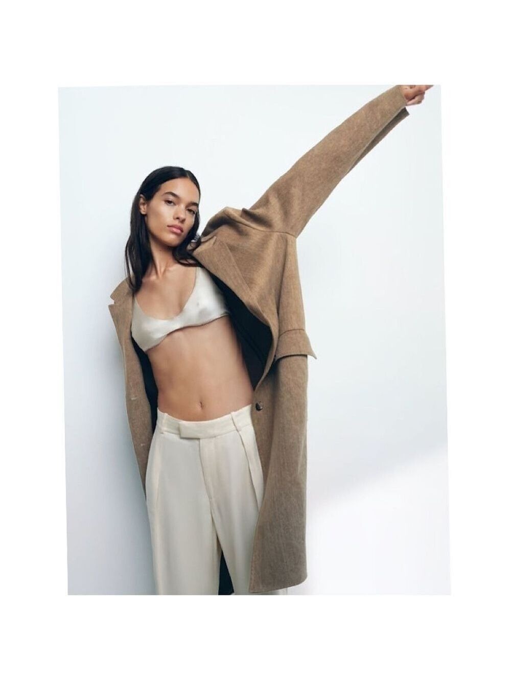 NWOT Zara Rustic Brown Linen Cotton Fall/Winter Trench Coat - Size XS - Picture 6 of 16